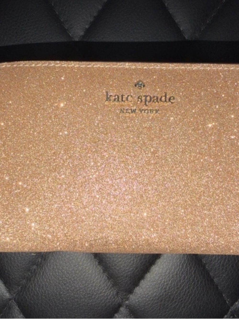 kate spade Pink and Gold Glitter Snap Wallet
